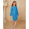 imageGRACE KARIN Girls Long Sleeve Sequin Dress Bodycon 614Y Teen Girl Prom Formal Party Graduation Birthday Pageant DressesLight Blue