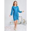 imageGRACE KARIN Girls Long Sleeve Sequin Dress Bodycon 614Y Teen Girl Prom Formal Party Graduation Birthday Pageant DressesLight Blue