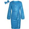 imageGRACE KARIN Girls Long Sleeve Sequin Dress Bodycon 614Y Teen Girl Prom Formal Party Graduation Birthday Pageant DressesLight Blue