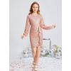 imageGRACE KARIN Girls Long Sleeve Sequin Dress Bodycon 614Y Teen Girl Prom Formal Party Graduation Birthday Pageant DressesLight Pink