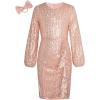 imageGRACE KARIN Girls Long Sleeve Sequin Dress Bodycon 614Y Teen Girl Prom Formal Party Graduation Birthday Pageant DressesLight Pink