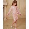 imageGRACE KARIN Girls Long Sleeve Sequin Dress Bodycon 614Y Teen Girl Prom Formal Party Graduation Birthday Pageant DressesLight Pink