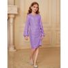 imageGRACE KARIN Girls Long Sleeve Sequin Dress Bodycon 614Y Teen Girl Prom Formal Party Graduation Birthday Pageant DressesPurple