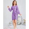 imageGRACE KARIN Girls Long Sleeve Sequin Dress Bodycon 614Y Teen Girl Prom Formal Party Graduation Birthday Pageant DressesPurple