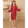 imageGRACE KARIN Girls Long Sleeve Sequin Dress Bodycon 614Y Teen Girl Prom Formal Party Graduation Birthday Pageant DressesRed