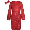imageGRACE KARIN Girls Long Sleeve Sequin Dress Bodycon 614Y Teen Girl Prom Formal Party Graduation Birthday Pageant DressesRed