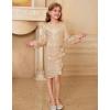 imageGRACE KARIN Girls Long Sleeve Sequin Dress Bodycon 614Y Teen Girl Prom Formal Party Graduation Birthday Pageant DressesRose Gold