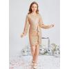 imageGRACE KARIN Girls Long Sleeve Sequin Dress Bodycon 614Y Teen Girl Prom Formal Party Graduation Birthday Pageant DressesRose Gold