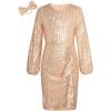 imageGRACE KARIN Girls Long Sleeve Sequin Dress Bodycon 614Y Teen Girl Prom Formal Party Graduation Birthday Pageant DressesRose Gold