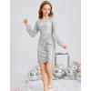 imageGRACE KARIN Girls Long Sleeve Sequin Dress Bodycon 614Y Teen Girl Prom Formal Party Graduation Birthday Pageant DressesSilver