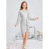 imageGRACE KARIN Girls Long Sleeve Sequin Dress Bodycon 614Y Teen Girl Prom Formal Party Graduation Birthday Pageant DressesSilver