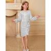 imageGRACE KARIN Girls Long Sleeve Sequin Dress Bodycon 614Y Teen Girl Prom Formal Party Graduation Birthday Pageant DressesSilver