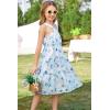 imageGRACE KARIN Girls Off Shoulder Dress Sleeveless Floral Swiss Dots Casual Spring Summer Midi Dress 514YBlue Jacquard