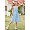 imageGRACE KARIN Girls Off Shoulder Dress Sleeveless Floral Swiss Dots Casual Spring Summer Midi Dress 514YLight Blue