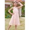 imageGRACE KARIN Girls Off Shoulder Dress Sleeveless Floral Swiss Dots Casual Spring Summer Midi Dress 514YPink Jacquard
