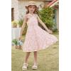 imageGRACE KARIN Girls Off Shoulder Dress Sleeveless Floral Swiss Dots Casual Spring Summer Midi Dress 514YPink Jacquard