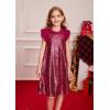 imageGRACE KARIN Girls Sequin Party Dress Tulle Mesh Sleeveless Kids Fancy Pageant Sparkly A Line Birthday Prom Formal Dresses Rose Red 56Y