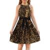imageGRACE KARIN Girls Sequin Velvet Dress Kid Sleeveless Sparkly Fancy Formal Party Dress with Hairbow Size 614 YearsBlack Gold
