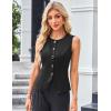 imageGRACE KARIN Summer Sleeveless Blazer Vest for Women Dressy Suit Vest Tank Tops Business Button Down Tshirts Office ShirtBlack
