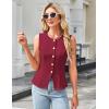 imageGRACE KARIN Summer Sleeveless Blazer Vest for Women Dressy Suit Vest Tank Tops Business Button Down Tshirts Office ShirtWine Red