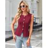 imageGRACE KARIN Summer Sleeveless Blazer Vest for Women Dressy Suit Vest Tank Tops Business Button Down Tshirts Office ShirtWine Red