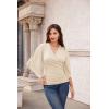 imageGRACE KARIN Summer Tops for Women 2024 Dressy 34 Chiffon Sleeve Wrap Blouses V Neck Business Casual Flowy TopsLight Apricot