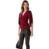 imageGRACE KARIN Summer Tops for Women 2024 Dressy 34 Chiffon Sleeve Wrap Blouses V Neck Business Casual Flowy TopsRed