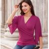 imageGRACE KARIN Summer Tops for Women 2024 Dressy 34 Chiffon Sleeve Wrap Blouses V Neck Business Casual Flowy TopsRose Red