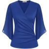 imageGRACE KARIN Summer Tops for Women 2024 Dressy 34 Chiffon Sleeve Wrap Blouses V Neck Business Casual Flowy TopsRoyal Blue