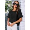 imageGRACE KARIN Women Short Puff Sleeve Casual Summer Elegant Tops Dressy Lace Crochet Crew Neck BlouseBlack