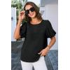 imageGRACE KARIN Women Short Puff Sleeve Casual Summer Elegant Tops Dressy Lace Crochet Crew Neck BlouseBlack