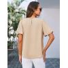 imageGRACE KARIN Women Short Puff Sleeve Casual Summer Elegant Tops Dressy Lace Crochet Crew Neck BlouseKhaki