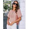 imageGRACE KARIN Women Short Puff Sleeve Casual Summer Elegant Tops Dressy Lace Crochet Crew Neck BlousePale Pink