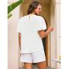 imageGRACE KARIN Women Short Puff Sleeve Casual Summer Elegant Tops Dressy Lace Crochet Crew Neck BlouseWhite