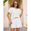 imageGRACE KARIN Women Short Puff Sleeve Casual Summer Elegant Tops Dressy Lace Crochet Crew Neck BlouseWhite