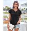 imageGRACE KARIN Womens Ruffle Sleeve Tops 2025 Summer Shirts Drawstring Pleated Dressy Casual BlouseBlack