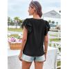 imageGRACE KARIN Womens Ruffle Sleeve Tops 2025 Summer Shirts Drawstring Pleated Dressy Casual BlouseBlack