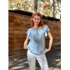 imageGRACE KARIN Womens Ruffle Sleeve Tops 2025 Summer Shirts Drawstring Pleated Dressy Casual BlouseLight Blue
