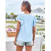 imageGRACE KARIN Womens Ruffle Sleeve Tops 2025 Summer Shirts Drawstring Pleated Dressy Casual BlouseLight Blue