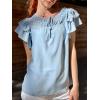 imageGRACE KARIN Womens Ruffle Sleeve Tops 2025 Summer Shirts Drawstring Pleated Dressy Casual BlouseLight Blue
