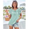 imageGRACE KARIN Womens Ruffle Sleeve Tops 2025 Summer Shirts Drawstring Pleated Dressy Casual BlouseLight Green