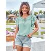 imageGRACE KARIN Womens Ruffle Sleeve Tops 2025 Summer Shirts Drawstring Pleated Dressy Casual BlouseLight Green