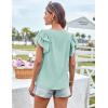 imageGRACE KARIN Womens Ruffle Sleeve Tops 2025 Summer Shirts Drawstring Pleated Dressy Casual BlouseLight Green