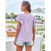 imageGRACE KARIN Womens Ruffle Sleeve Tops 2025 Summer Shirts Drawstring Pleated Dressy Casual BlousePurple