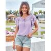 imageGRACE KARIN Womens Ruffle Sleeve Tops 2025 Summer Shirts Drawstring Pleated Dressy Casual BlousePurple