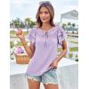 imageGRACE KARIN Womens Ruffle Sleeve Tops 2025 Summer Shirts Drawstring Pleated Dressy Casual BlousePurple