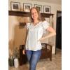 imageGRACE KARIN Womens Ruffle Sleeve Tops 2025 Summer Shirts Drawstring Pleated Dressy Casual BlouseWhite