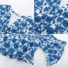imageGRACE KARIN Womens Summer 34 Sleeve Tops Boho Floral Blouses Dressy Casual Tunic Ruffle V Neck Loose Fit Button up ShirtsBlue Floral