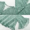 imageGRACE KARIN Womens Summer 34 Sleeve Tops Boho Floral Blouses Dressy Casual Tunic Ruffle V Neck Loose Fit Button up ShirtsGreen