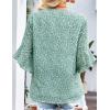 imageGRACE KARIN Womens Summer 34 Sleeve Tops Boho Floral Blouses Dressy Casual Tunic Ruffle V Neck Loose Fit Button up ShirtsGreen